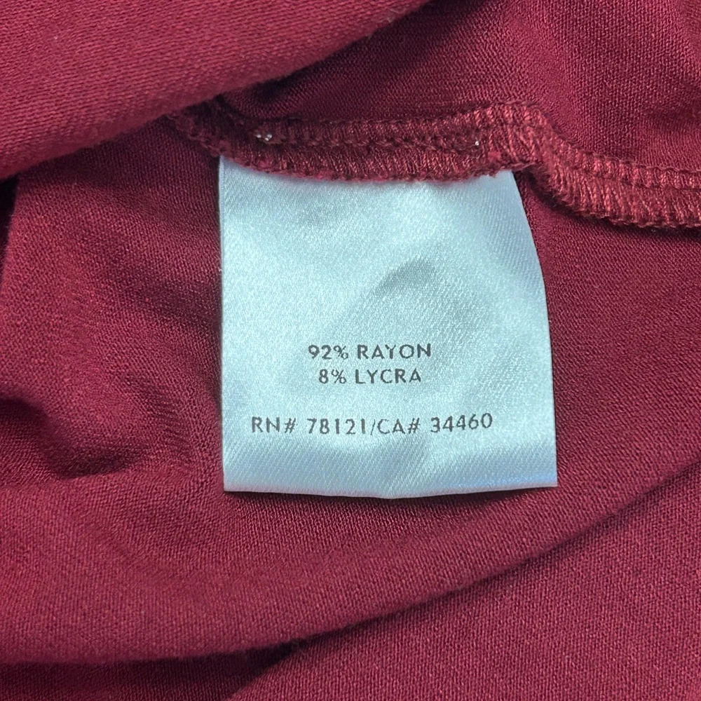 Eileen Fisher Burgundy Red Dolman 3/4 Sleeve Bias Hemline Scoop Neck Medium - Picture 7 of 7
